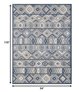 8' X 10' Blue And Gray Abstract Stain Resistant Indoor Outdoor Area Rug