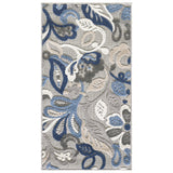 2' X 4' Blue Gray Jacobean Floral Indoor Outdoor Area Rug