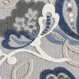 3' X 5' Blue Gray Jacobean Floral Indoor Outdoor Area Rug