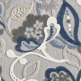 3' X 5' Blue Gray Jacobean Floral Indoor Outdoor Area Rug