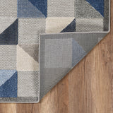 2' X 4' Blue And Gray Geometric Stain Resistant Indoor Outdoor Area Rug