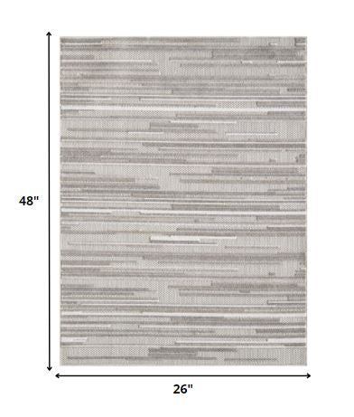 2' X 4' Gray Abstract Stain Resistant Indoor Outdoor Area Rug