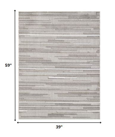 3' X 5' Gray Abstract Stain Resistant Indoor Outdoor Area Rug