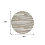 8' Round Gray Round Abstract Stain Resistant Indoor Outdoor Area Rug