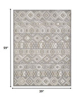 3' X 5' Gray and Ivory Southwestern Stain Resistant Indoor Outdoor Area Rug