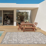 7' X 9' Gray And Ivory Southwestern Stain Resistant Indoor Outdoor Area Rug