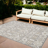 8’ X 10’ Gray Ivory Aztec Pattern Indoor Outdoor Area Rug