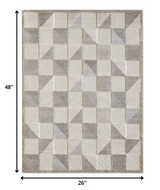 2' X 4' Gray Geometric Stain Resistant Indoor Outdoor Area Rug