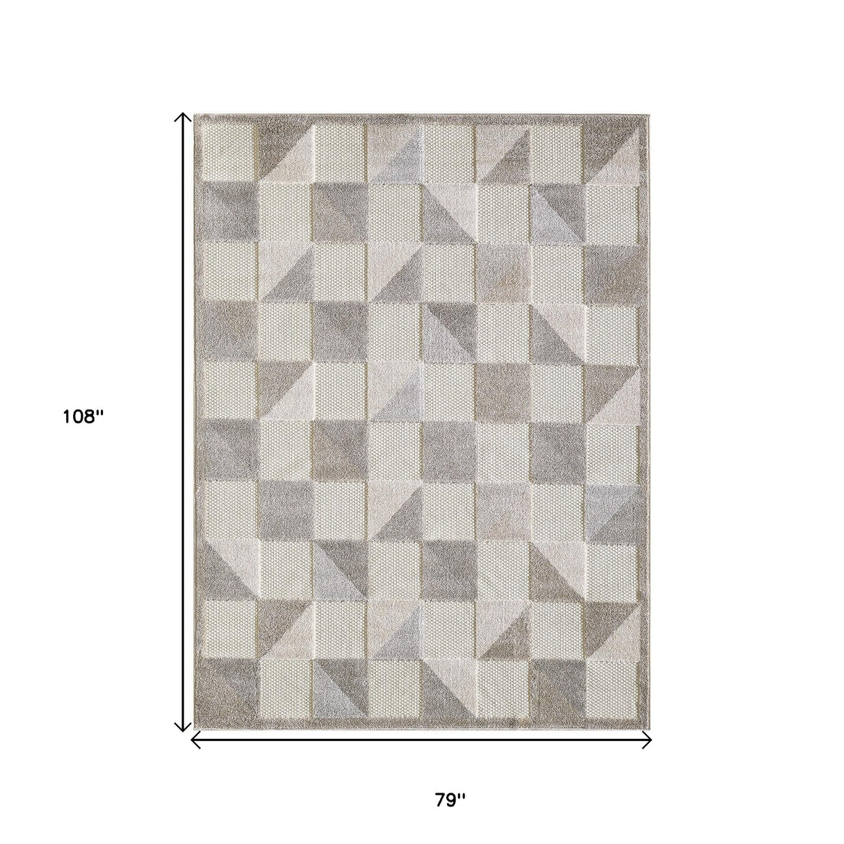 7' X 9' Gray Geometric Stain Resistant Indoor Outdoor Area Rug