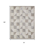 7' X 9' Gray Geometric Stain Resistant Indoor Outdoor Area Rug