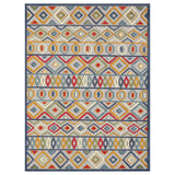 5' X 7' Ivory And Blue Southwestern Stain Resistant Indoor Outdoor Area Rug