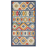 5' X 7' Ivory And Blue Southwestern Stain Resistant Indoor Outdoor Area Rug