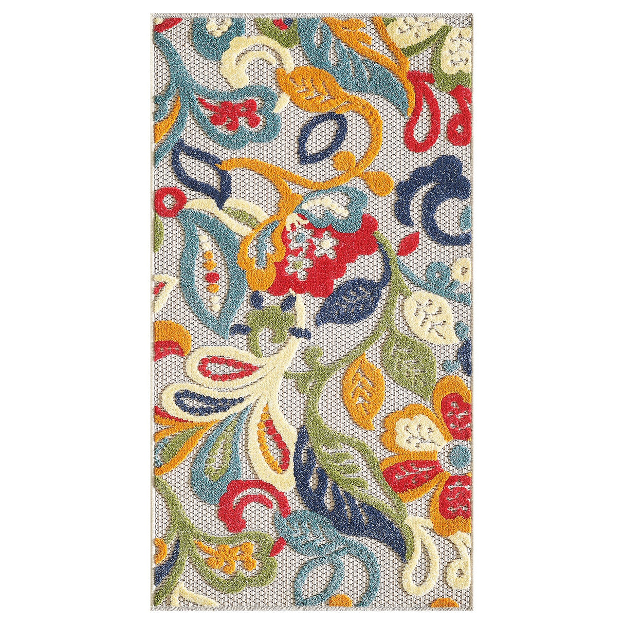 7’ X 9’ Multi Jacobean Floral Indoor Outdoor Area Rug