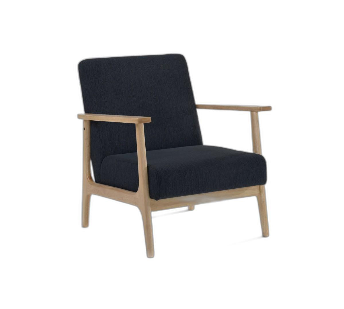 31" Black and Natural Oak Low Seat Modern Armchair