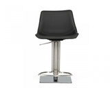 29" Gray And Silver Faux Leather And Stainless Steel Swivel Low Back Bar Height Bar Chair