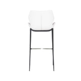 Set of Two 30" White and Black Faux Leather and Steel Low Back Bar Height Bar Chairs