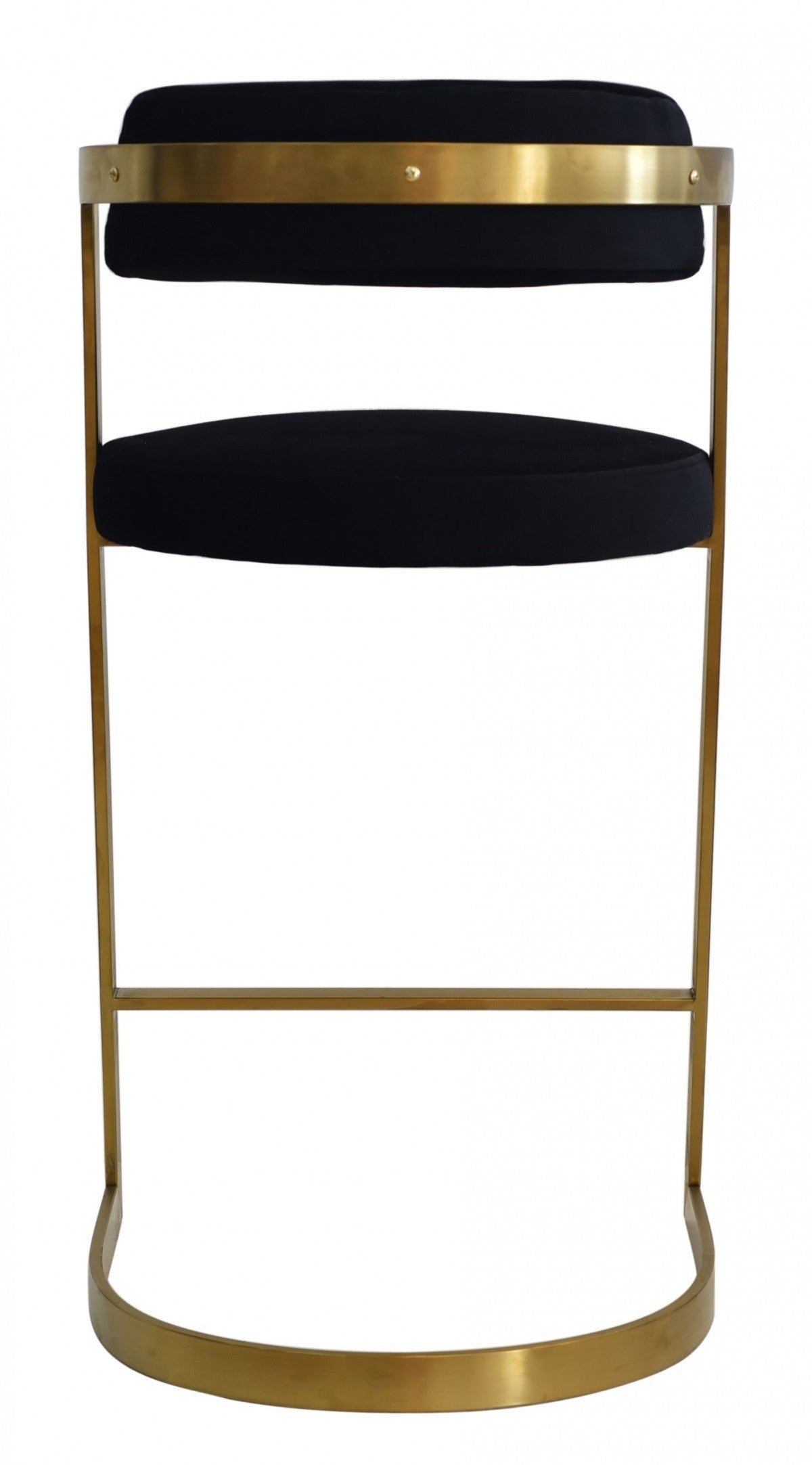 26" Black and Gold Velvet and Stainless Steel Low Back Counter Height Bar Chair