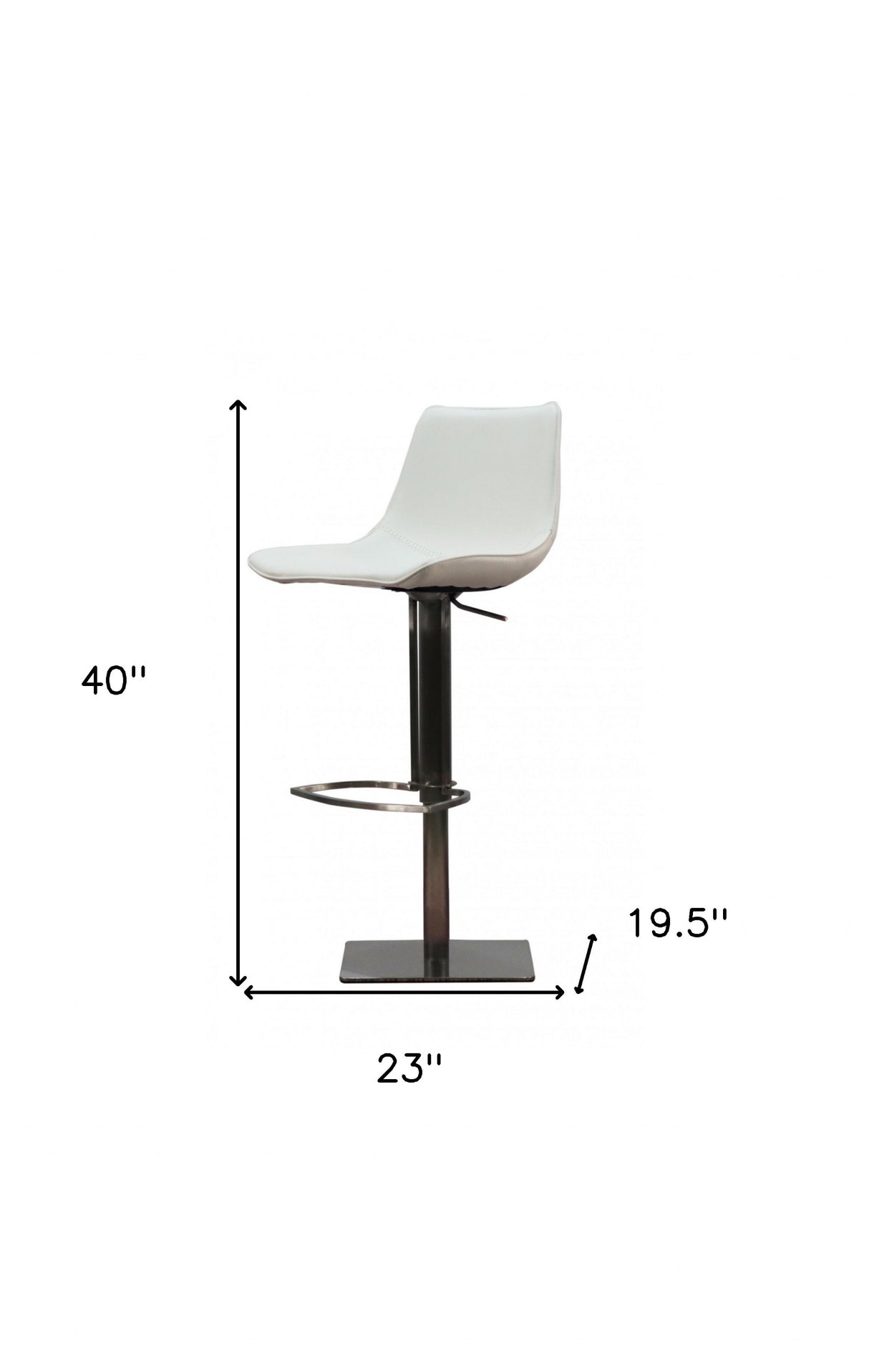 29" White and Silver Faux Leather and Stainless Steel Bar Height Swivel Bar Chair