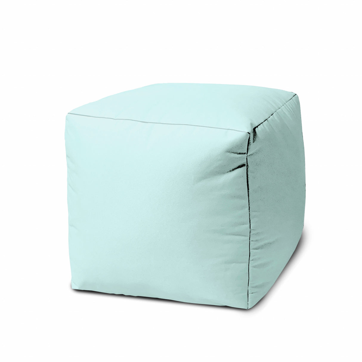 17" Blue Canvas Cube Outdoor Pouf Ottoman