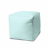 17" Blue Canvas Cube Outdoor Pouf Ottoman