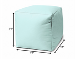 17" Blue Canvas Cube Outdoor Pouf Ottoman