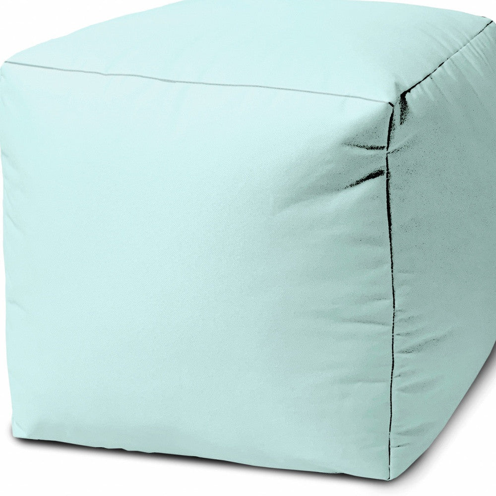 17" Blue Canvas Cube Outdoor Pouf Ottoman