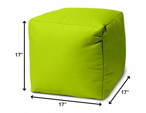 17" Blue Canvas Cube Outdoor Pouf Ottoman