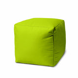 17" Coral Canvas Cube Outdoor Pouf Ottoman