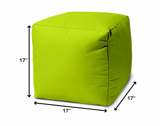 17" Coral Canvas Cube Outdoor Pouf Ottoman