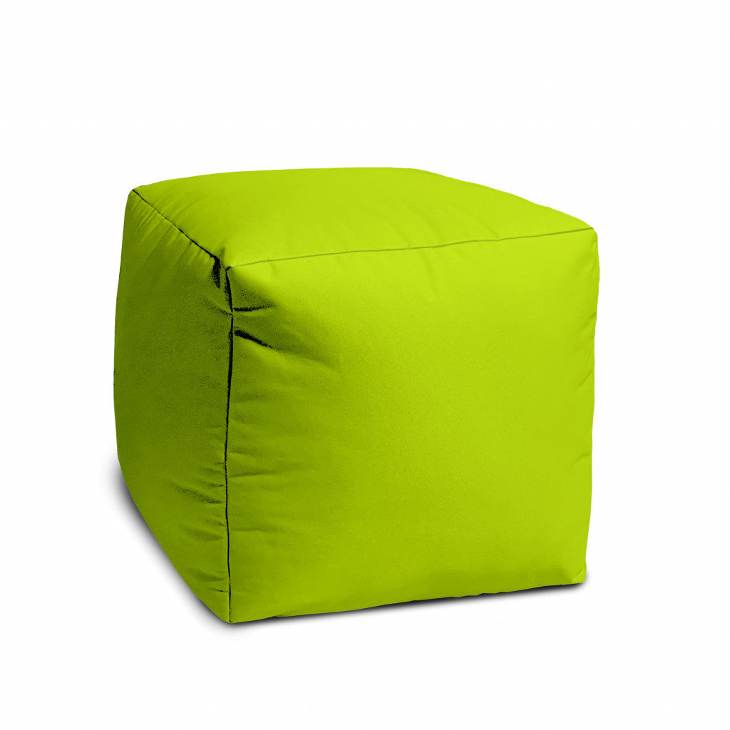 17" Coral Canvas Cube Outdoor Pouf Ottoman