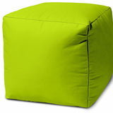 17" Coral Canvas Cube Outdoor Pouf Ottoman