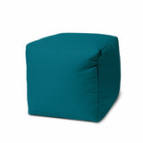 17" Blue Canvas Cube Outdoor Pouf Ottoman