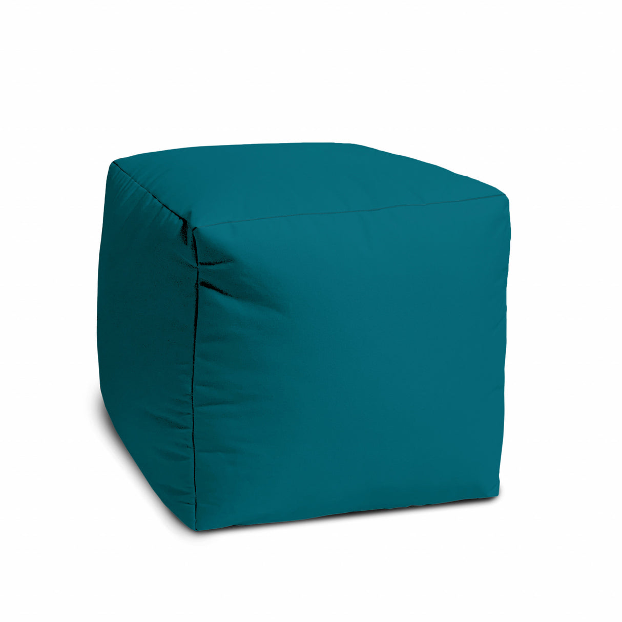 17" Blue Canvas Cube Outdoor Pouf Ottoman