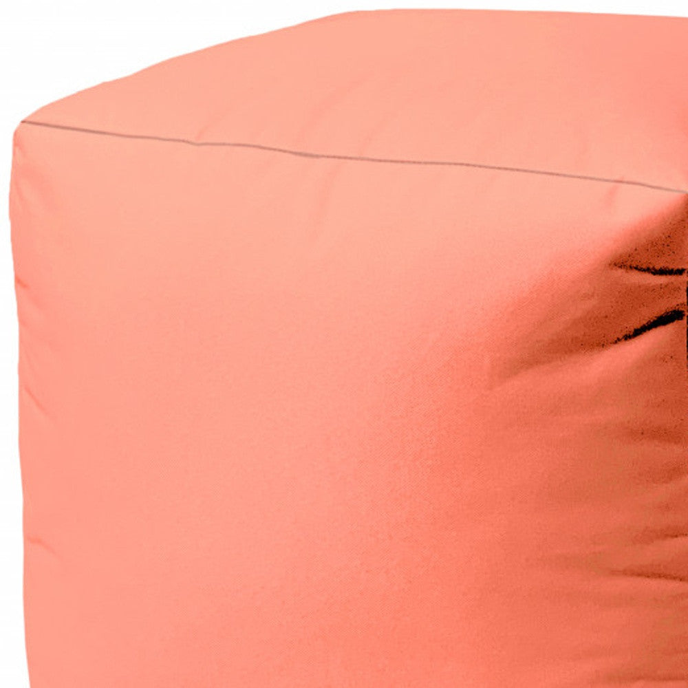 17" Coral Canvas Cube Outdoor Pouf Ottoman