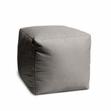 17" Coral Canvas Cube Outdoor Pouf Ottoman