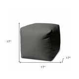 17" Coral Canvas Cube Outdoor Pouf Ottoman