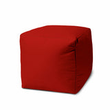 17" Dark Brown Canvas Cube Outdoor Pouf Ottoman