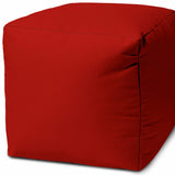 17" Dark Brown Canvas Cube Outdoor Pouf Ottoman