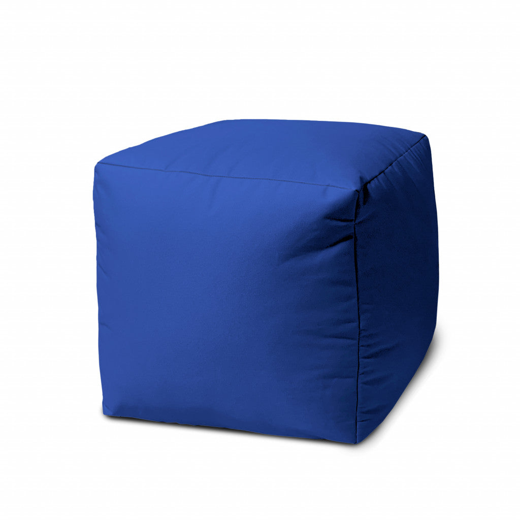 17" Dark Brown Canvas Cube Outdoor Pouf Ottoman