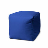 17" Dark Brown Canvas Cube Outdoor Pouf Ottoman