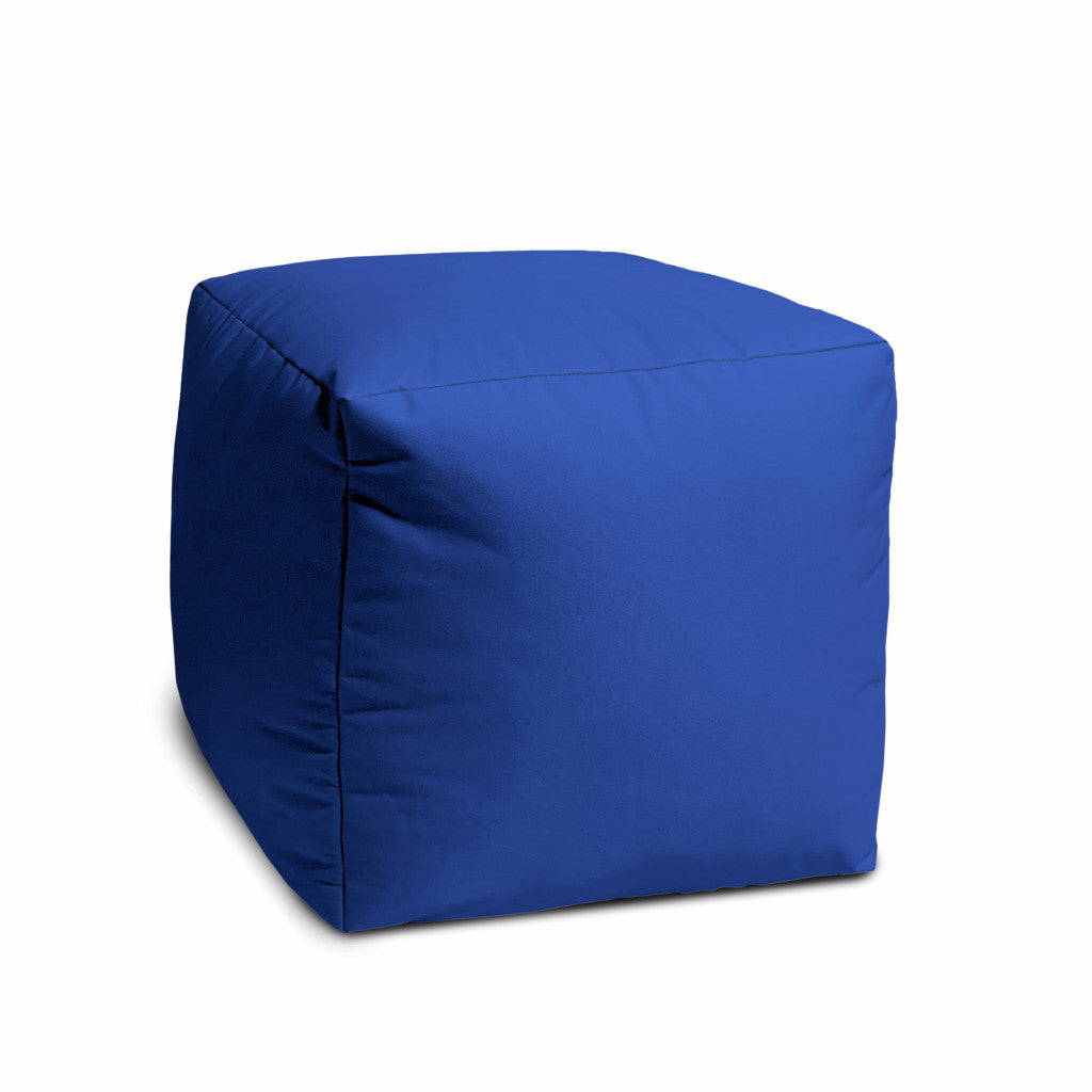 17" Dark Brown Canvas Cube Outdoor Pouf Ottoman