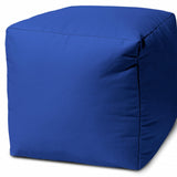 17" Dark Brown Canvas Cube Outdoor Pouf Ottoman