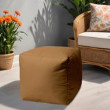 17" Dark Brown Canvas Cube Outdoor Pouf Ottoman