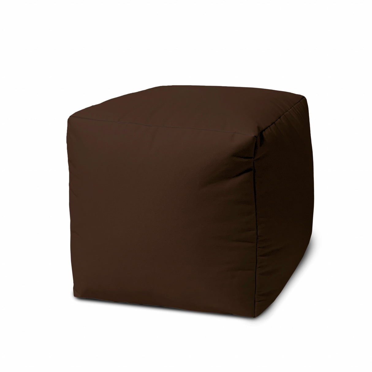 17" Dark Brown Canvas Cube Outdoor Pouf Ottoman