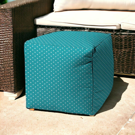 17" Black Polyester Cube Polka Dots Indoor Outdoor Pouf Ottoman