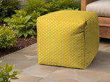 17" Turquoise Polyester Cube Polka Dots Indoor Outdoor Pouf Ottoman