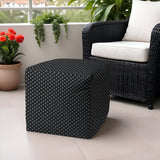 17" Turquoise Polyester Cube Polka Dots Indoor Outdoor Pouf Ottoman