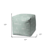 17" Green Polyester Cube Indoor Outdoor Pouf Ottoman