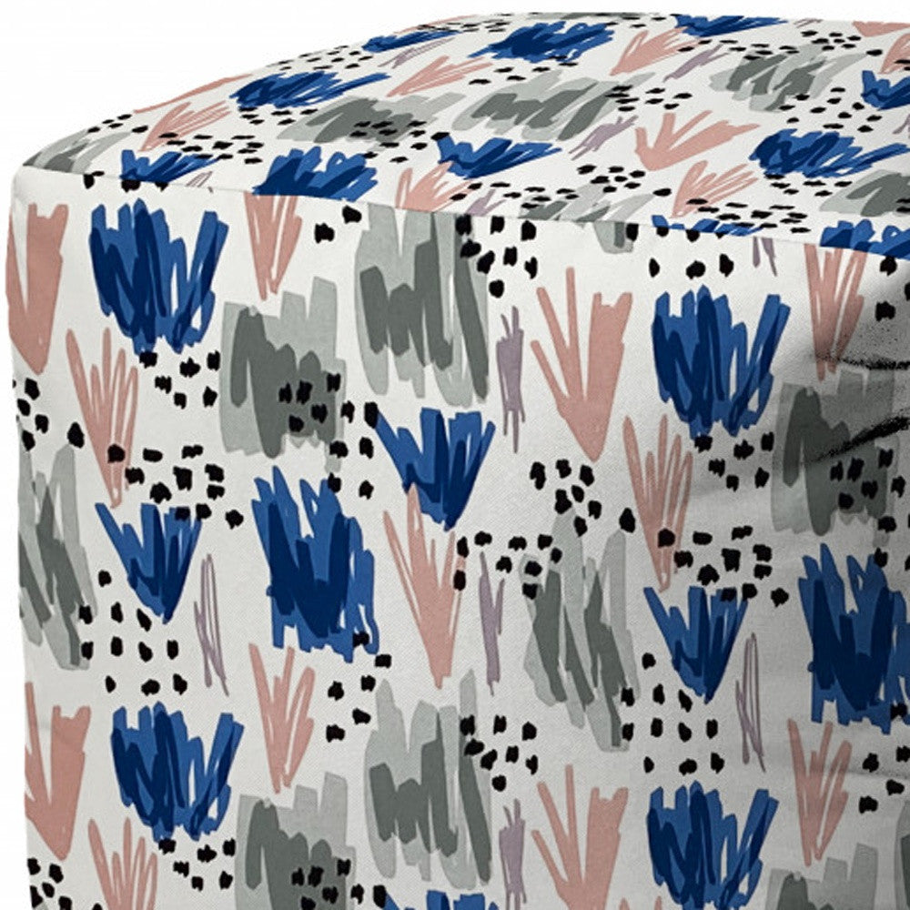 17" Pink Polyester Cube Geometric Indoor Outdoor Pouf Ottoman