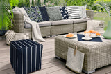 17" Taupe Polyester Cube Striped Indoor Outdoor Pouf Ottoman